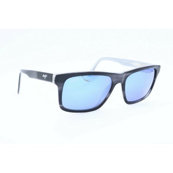 Maui Jim Waipio Valley MJ 812-06E Square Black Sunglasses Polarized Blue Lens - Picture 3 of 5